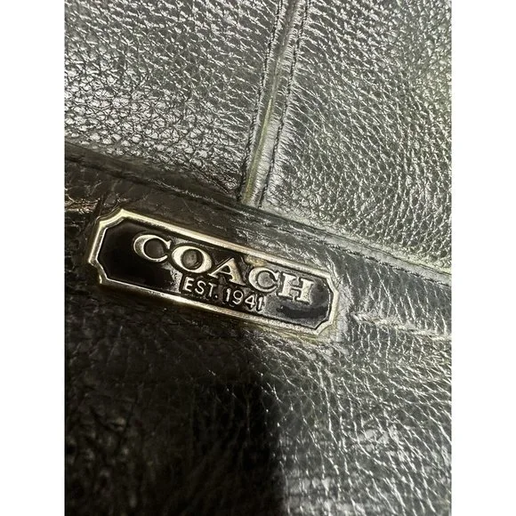 COACH Park Black Pebbled Leather North South Tote Bag Zip Large F23662 - Picture 6 of 6